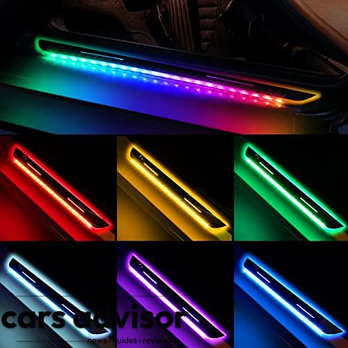 2 Pcs LED Door Sill Pro Lights Car Door Lights Wireless LED Door Si...