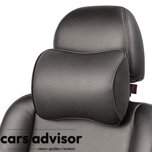 Aukee Memory Foam Car Neck Pillow Soft Leather Headrest for Driving...