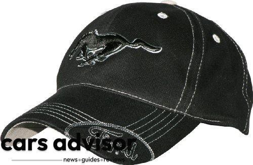 Ford Mustang Black Hat   Cap with Silver Stitching and Adustable Cl...