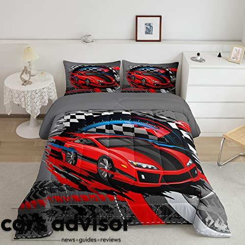 Homewish Sports Car Comforter Set Twin,Red Race Car Extreme Sport B...