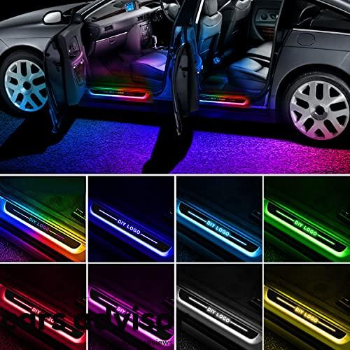 LED Car Door Sill Lights, Custom Auto-Sensing Real Waterproof Wirel...