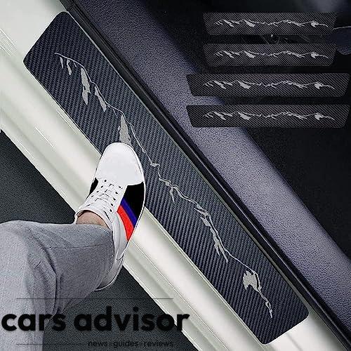 Naxizo Set of 4 Mountains Carbon Fiber Car Door Sill Protectors - D...