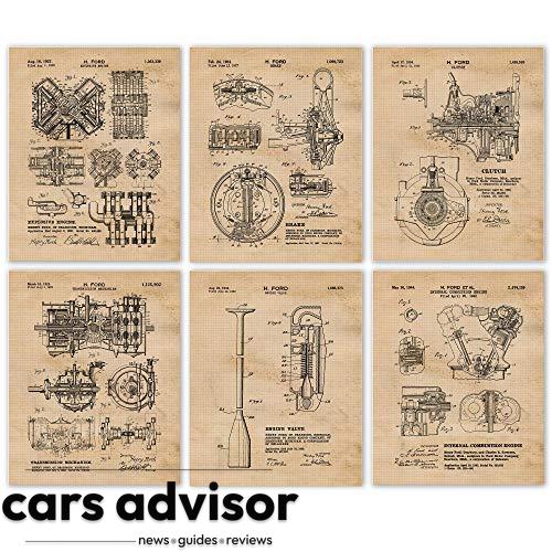 Vintage Ford Engine Components Patent Prints, 6 (8x10) Unframed Pho...