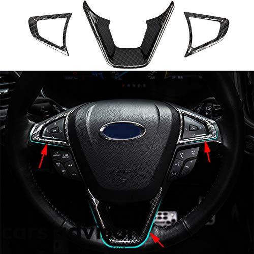 3PCS Carbon Fiber Folor Steering Wheel Cover Fit for Ford Fusion Mo...