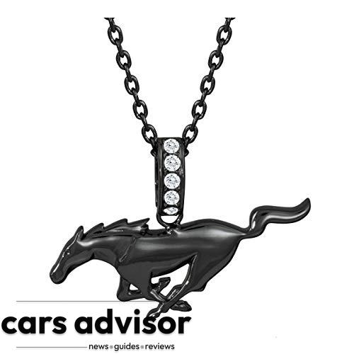 ‘Black Beauty’ Ford Mustang galloping Pony logo necklace embell...