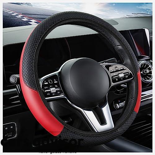 Car Steering Wheel Cover,Breathable Anti-Slip Soft Leather Steering...