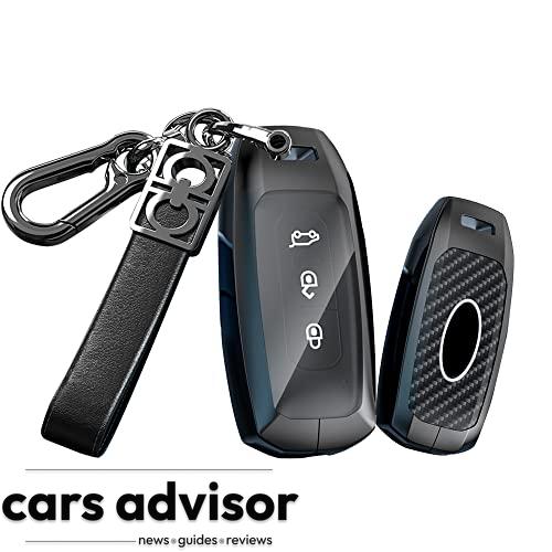 HIBEYO Carbon Fiber Key Fob Cover for Ford Territory EV Smart Remot...