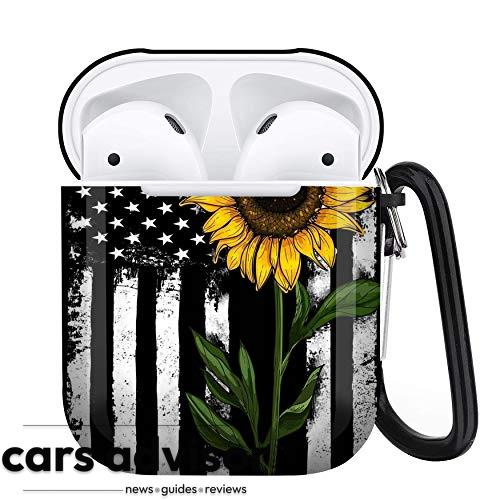 Sunflower American Flag Airpods Case Compatiable with Airpods 1 & 2...