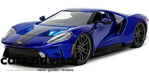 2017 Ford GT Candy Blue with Gray Stripes Hyper-Spec Series 1 24 Di...