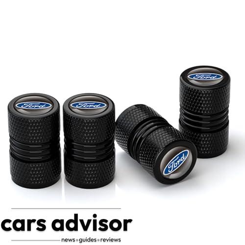4 PCS Black L Metal Tire Valve Stem Caps Compatible with Ford F150 ...