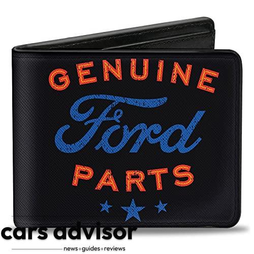 Buckle-Down Men s PU Bifold Wallet-Ford Parts Star Logo Black Red B...