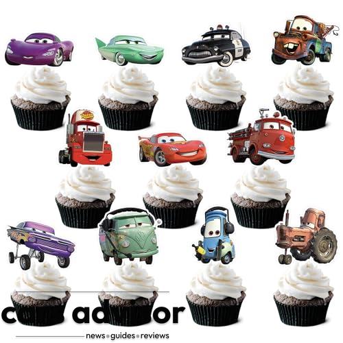 22 Decorations for Car Cupcake Toppers Set Birthday Cake Party Supp...