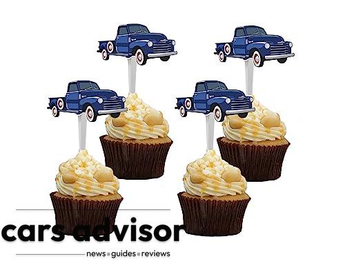 Blue Truck Cupcake Toppers - Baby Shower Blue Truck Decorations - C...