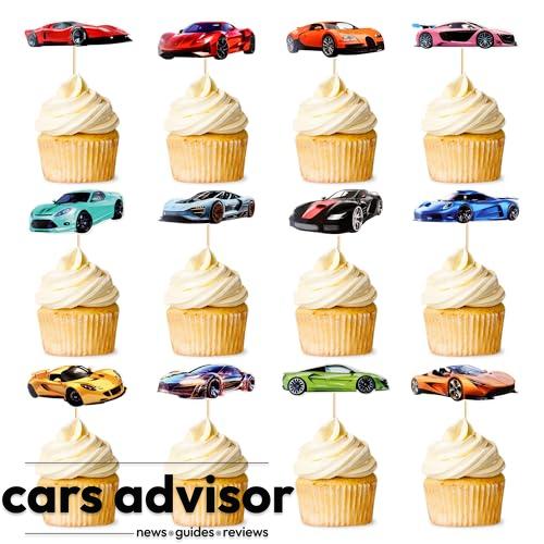 Cyodoos 48 PCS Race Car Cupcake Toppers, Car Party Decoration Birth...