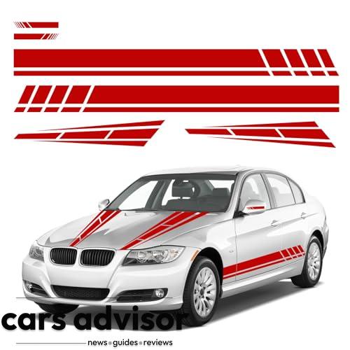 Dickno 6PCS Car Hood Stripe Sticker, Vinyl Auto Body Side Rearview ...