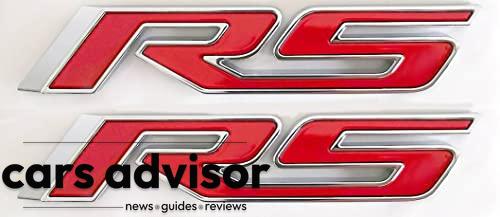 2X RS Emblem Letters Decal Sticker 3D Logo Badge（Silver-red...