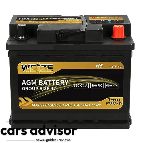 Weize Platinum AGM Battery BCI Group 47-12v 60ah H5 Size 47 Automot...
