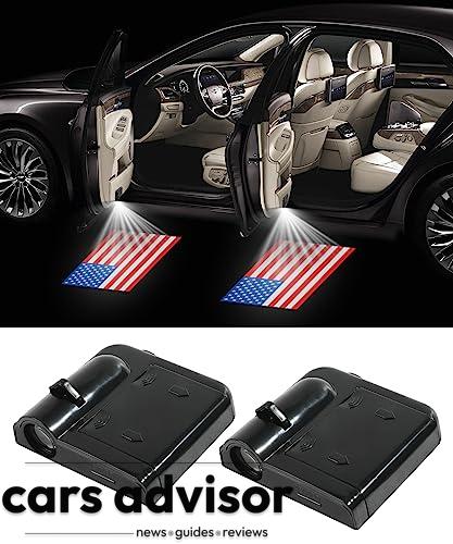 ESEWALAS 2Pcs American Flag Car Door Lights Logo Projector,Car Door...